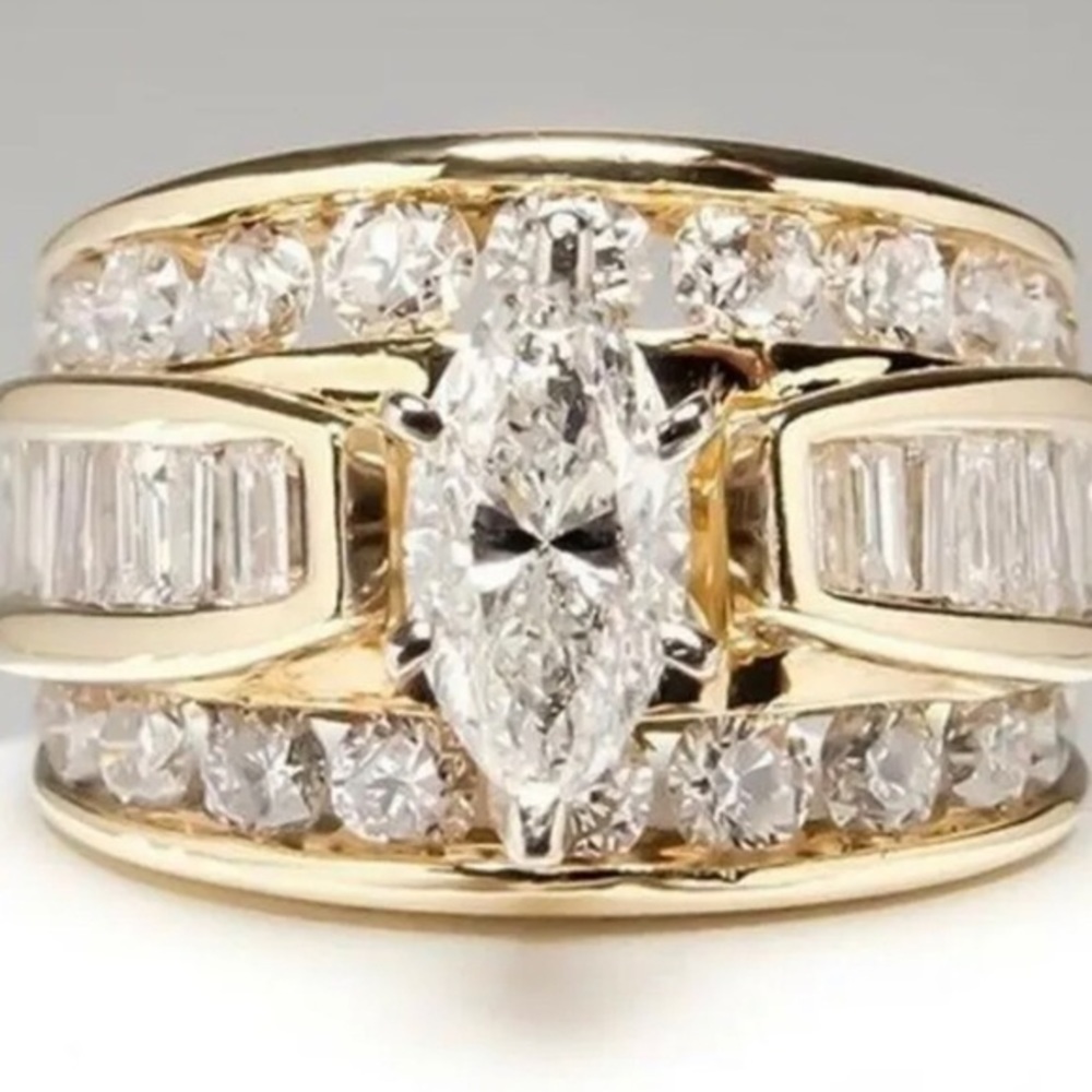 YELLOWGOLD BRIDAL WEDDING RING - Picture 8 of 13